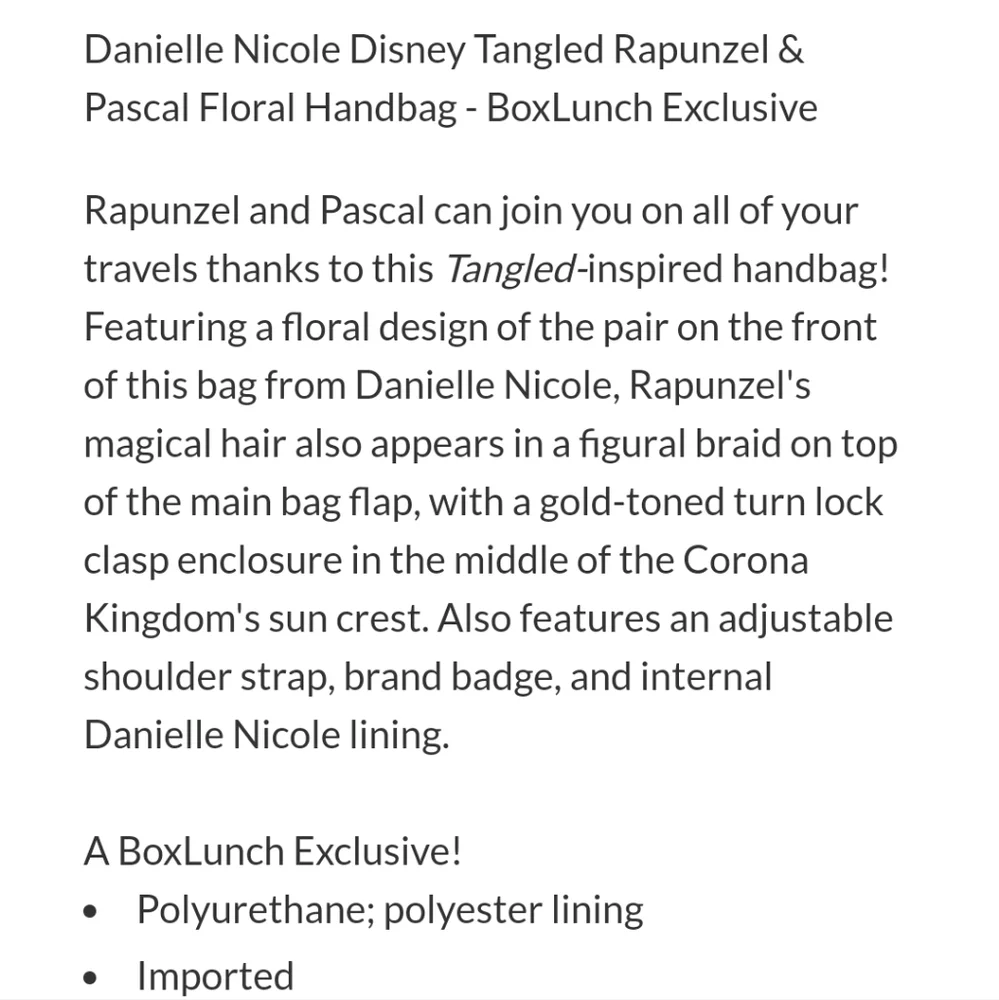 Danielle Nicole Disney Tangled Rapunzel & Pascal Floral Handbag - Picture 6 of 6